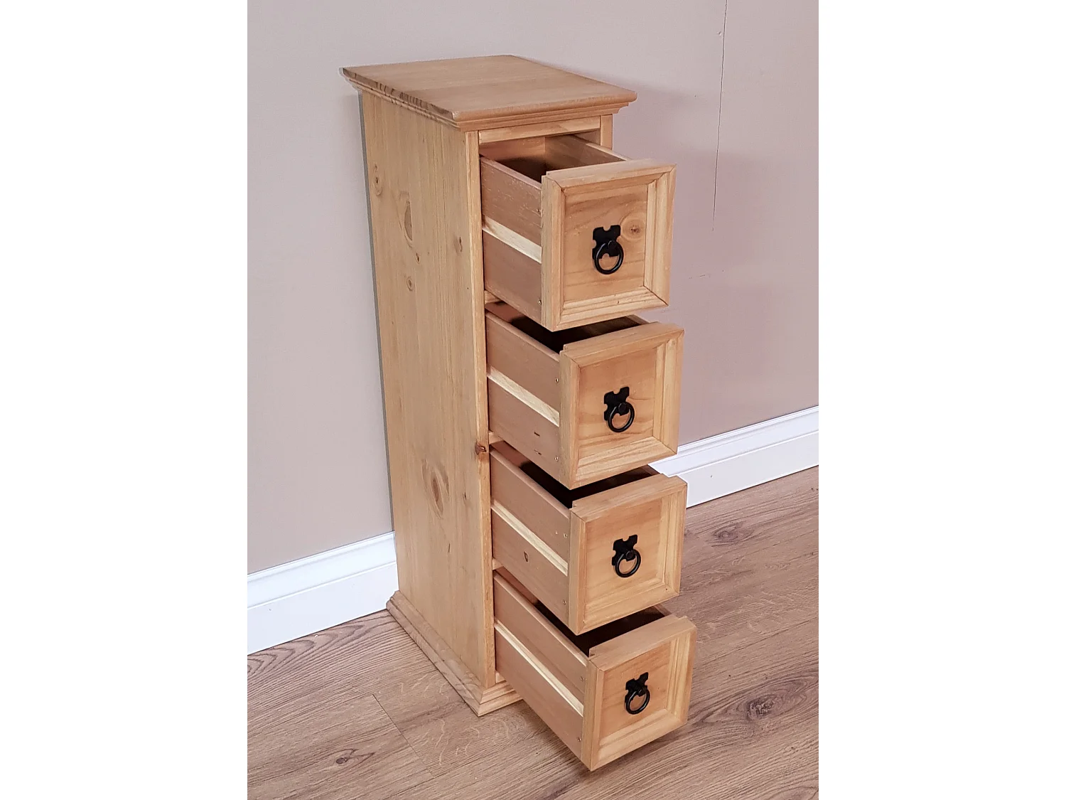 Mercers Furniture Corona 4x1 CD Unit 4 Drawer Storage Tower Solid Wood Pine Wooden with Mexican Styling