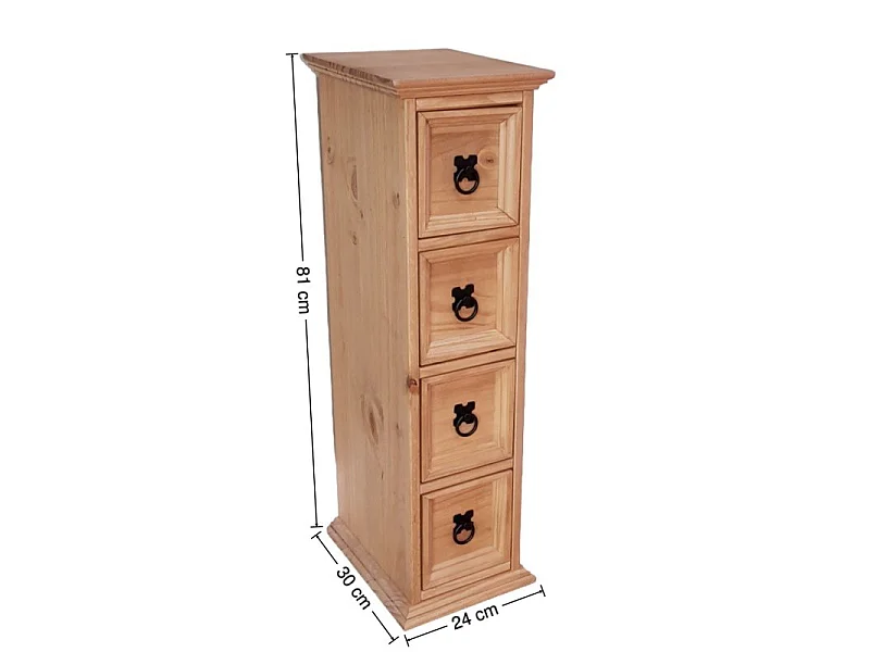 Mercers Furniture Corona 4x1 CD Unit 4 Drawer Storage Tower Solid Wood Pine Wooden with Mexican Styling