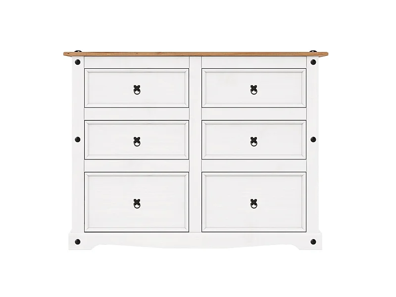 Mercers Furniture Corona White 6 Drawer Wide Chest Of Drawers Sideboard Solid Wood Mexican Pine Wooden Bedroom