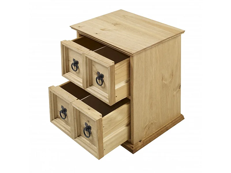 Mercers Furniture Corona 2x2 CD Unit 2 Drawer Storage Tower Solid Wood Pine Wooden with Mexican Styling Unit
