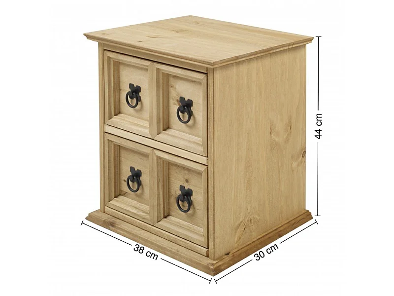 Mercers Furniture Corona 2x2 CD Unit 2 Drawer Storage Tower Solid Wood Pine Wooden with Mexican Styling Unit
