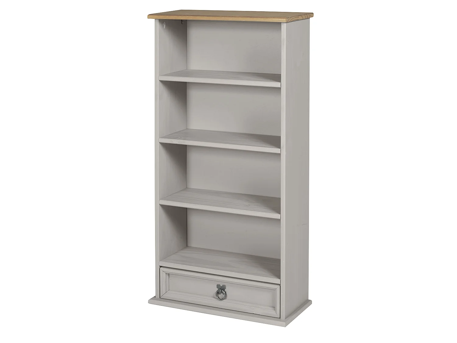 Mercers Furniture Corona Grey Painted 1 Drawer Rack DVD Small Bookcase Shelf Display Storage Solid Wood Pine Mexican Wooden