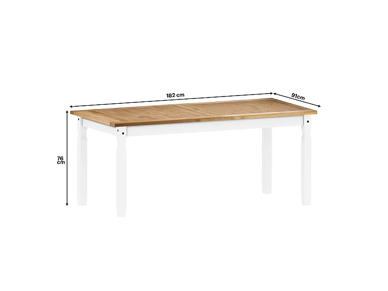 Mercers Furniture Corona White 6'0" Dining Table Long Large Kitchen Solid Wood Mexican Pine Wooden