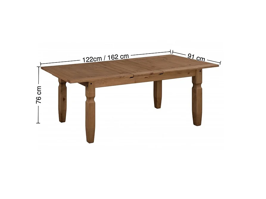 Mercers Furniture Corona Small Extending Dining Table Solid Wood Pine Wooden Extendable with Mexican Styling