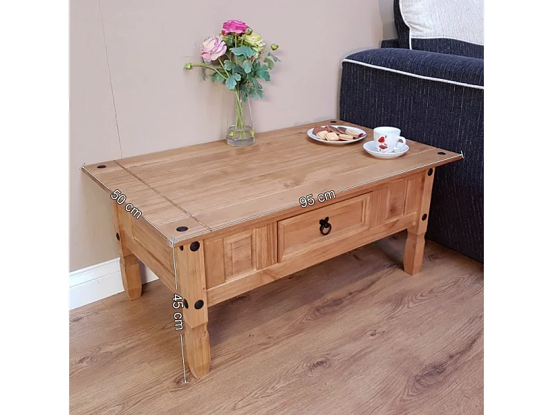 Mercers Furniture Corona Coffee Table 1 Drawer Solid Wood Pine Wooden with Mexican Styling