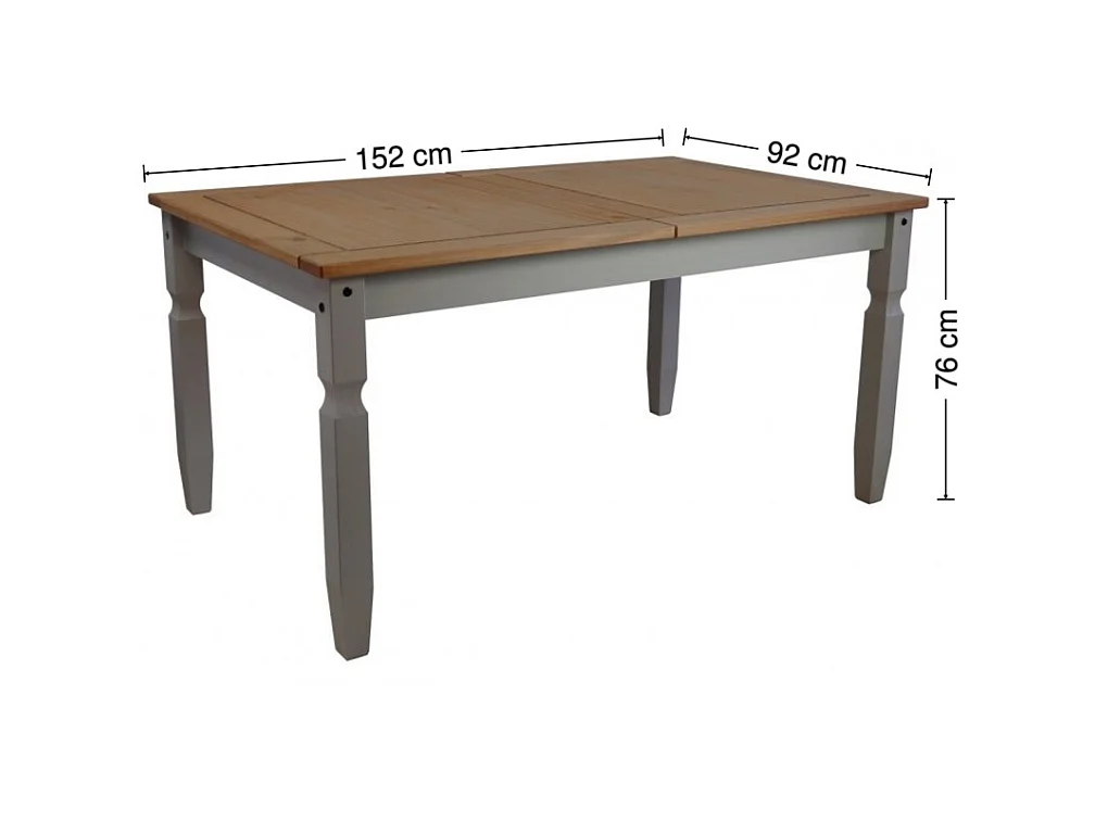Mercers Furniture Corona Grey Wax 5'0" Dining Table Solid Wood Pine Wooden Kitchen with Mexican Styling