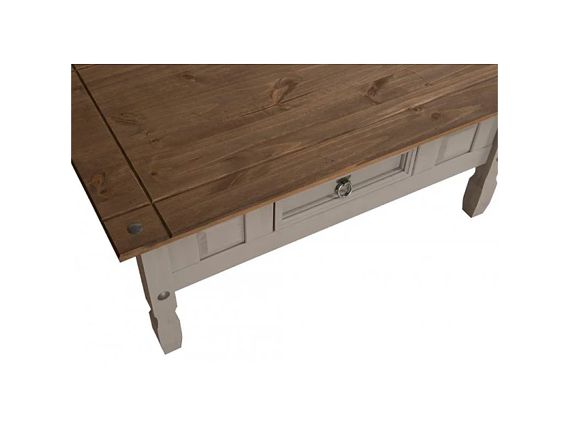 Mercers Furniture Corona Grey Painted Wax Coffee Table 1 Drawer Solid Wood Pine Wooden Living Room with Mexican Styling