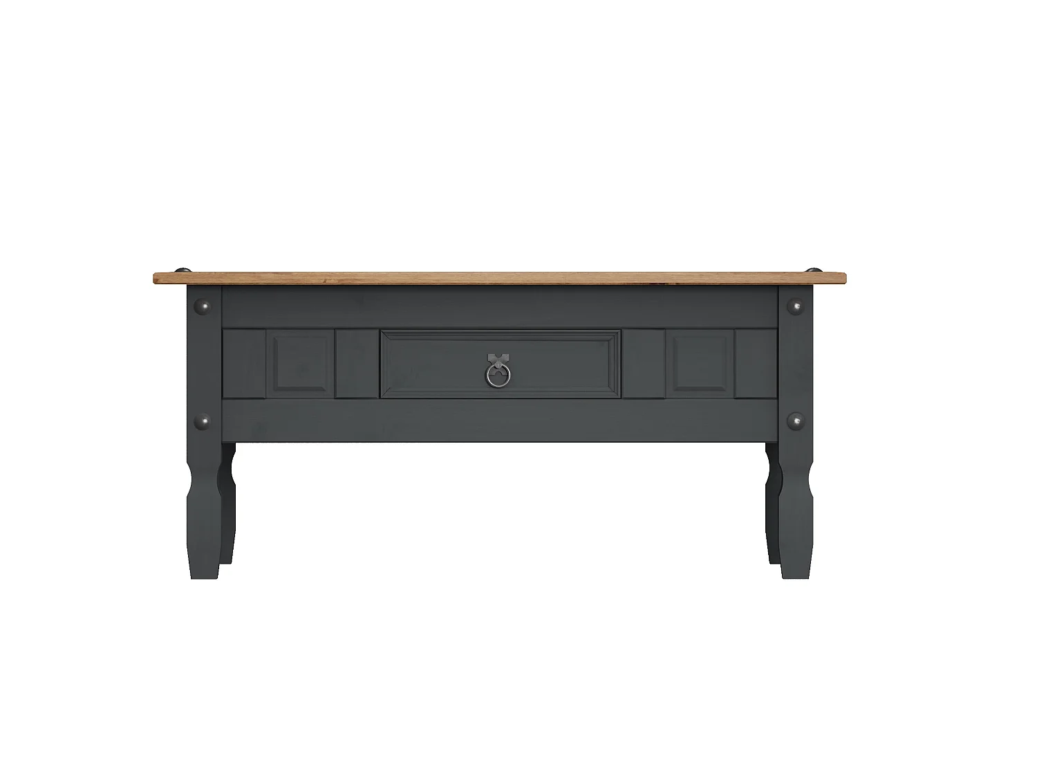 Mercers Furniture Corona Charcoal 1 Drawer Coffee Table Solid Wood Pine Wooden Dark Grey with Mexican Styling
