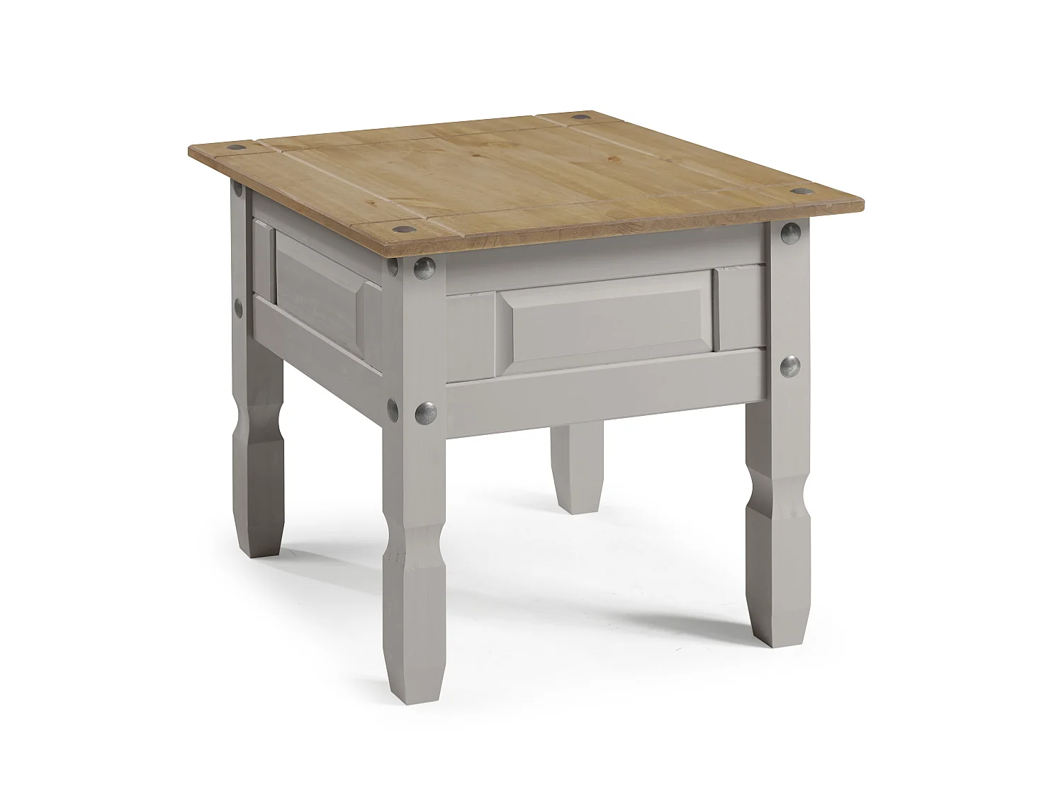 Mercers Furniture Corona Grey Wax Lamp Table Small Coffee Side Unit Solid Wood Pine Wooden Living Room with Mexican Styling