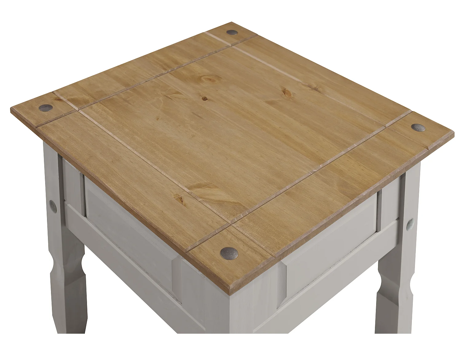 Mercers Furniture Corona Grey Wax Lamp Table Small Coffee Side Unit Solid Wood Pine Wooden Living Room with Mexican Styling
