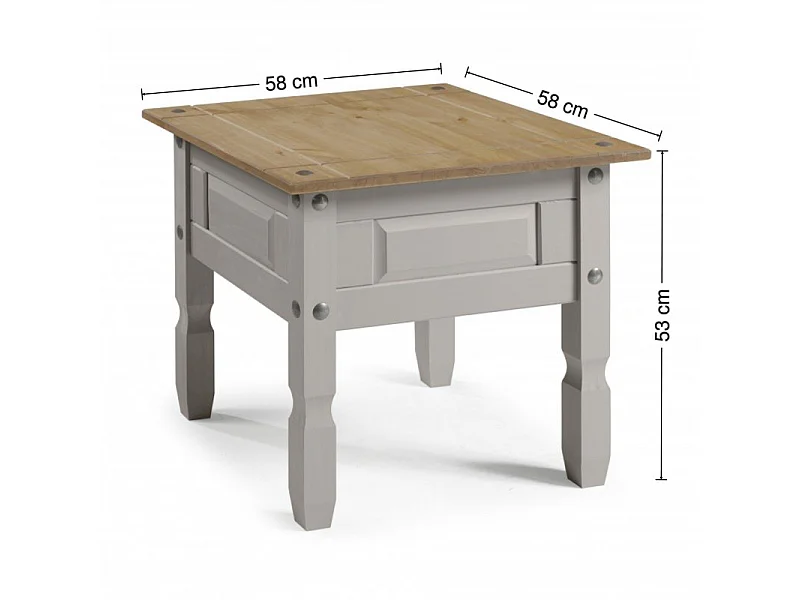 Mercers Furniture Corona Grey Wax Lamp Table Small Coffee Side Unit Solid Wood Pine Wooden Living Room with Mexican Styling