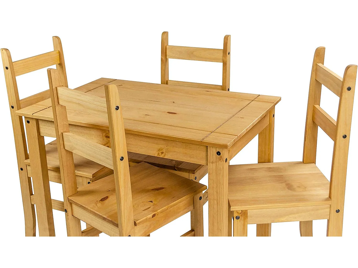 Mercers Furniture Corona Budget Dining Set Table & 4 Chairs Solid Wood Pine Wooden Small Kitchen Mexican Styling