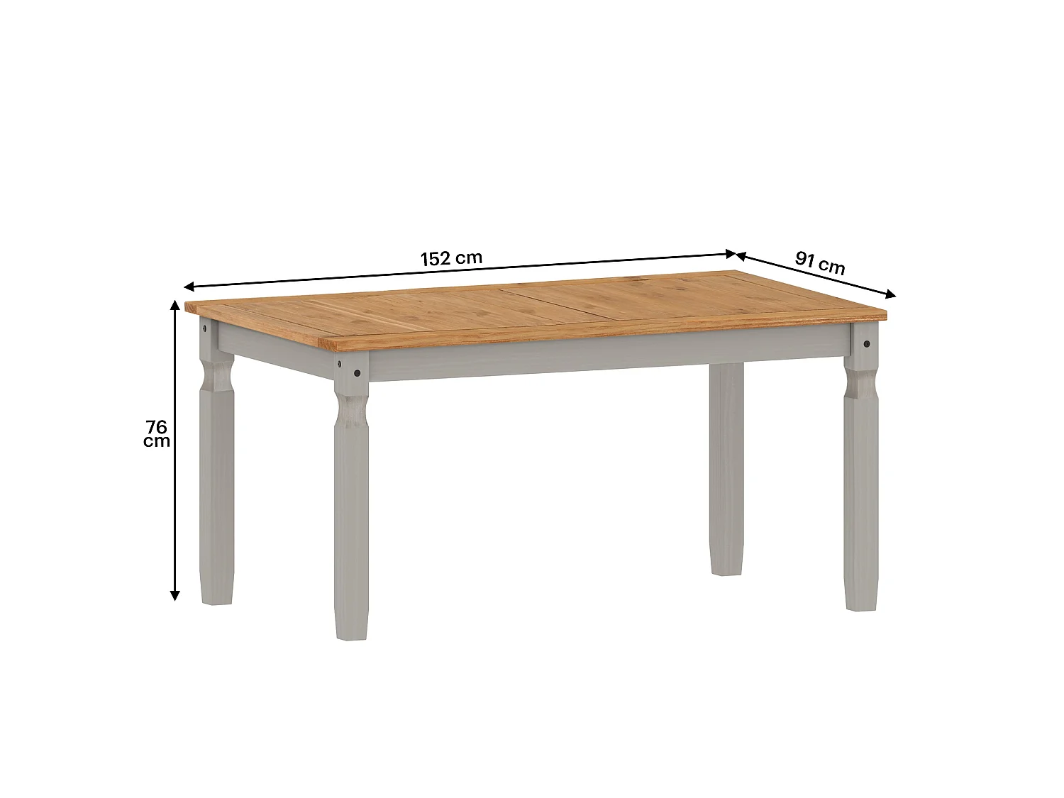 Mercers Furniture Corona Grey Wax 5'0" Dining Table & 4 Chairs Solid Wood Pine Wooden Kitchen Dining Set with Mexican Styling