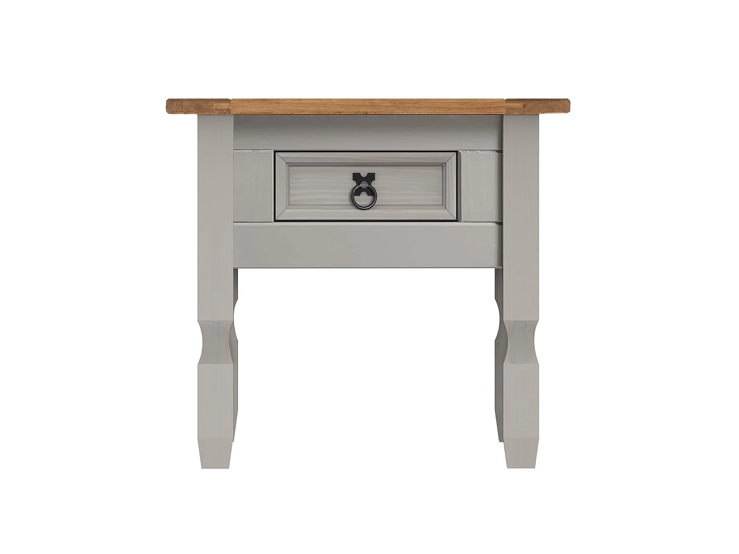 Mercers Furniture Corona Grey Wax 1 Drawer Lamp Table Small Coffee Side Unit Solid Wood Pine Wooden Living Room with Mexican Styling