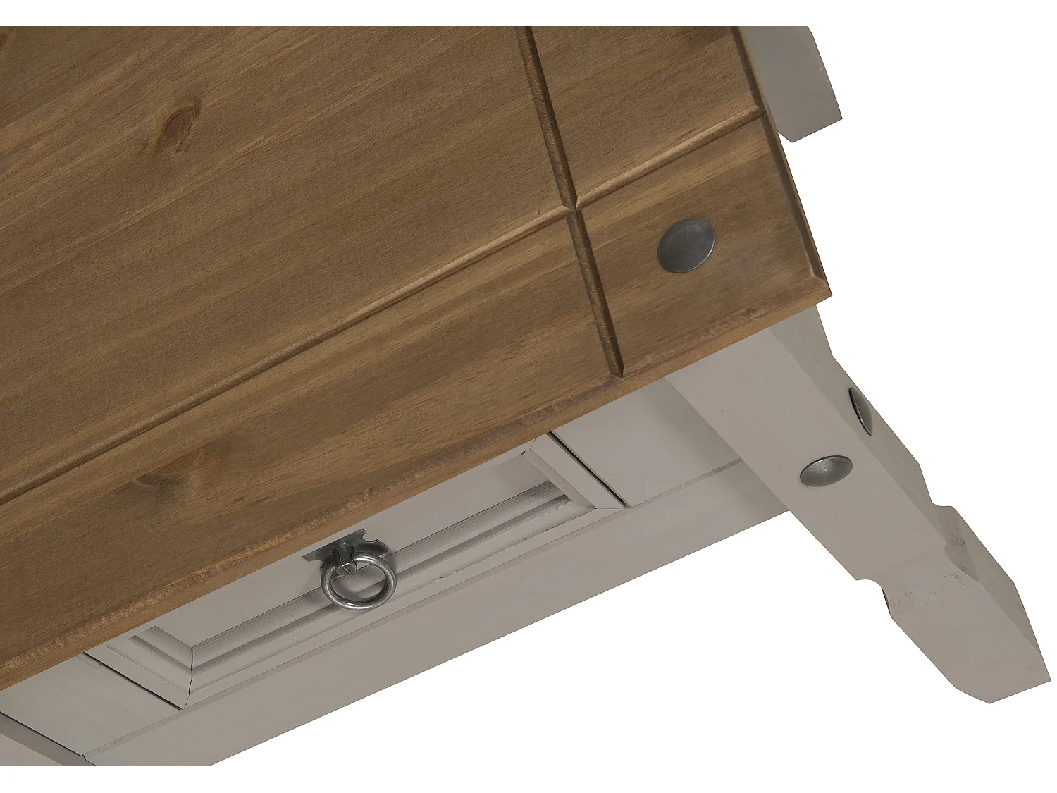 Mercers Furniture Corona Grey Wax 1 Drawer Lamp Table Small Coffee Side Unit Solid Wood Pine Wooden Living Room with Mexican Styling