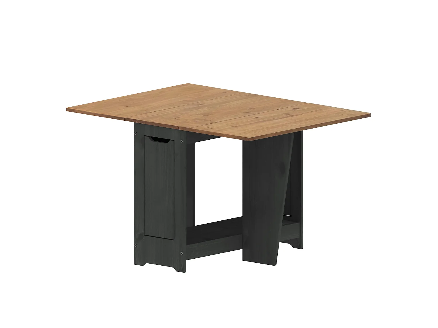 Mercers Furniture Corona Charcoal Butterfly Dining Set Folding Table 4 Chairs Compact Drop Leaf Kitchen Small Solid Wood Mexican Pine Dark Grey
