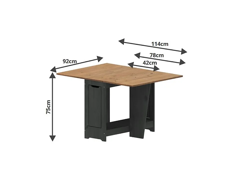 Mercers Furniture Corona Charcoal Butterfly Dining Set Folding Table 4 Chairs Compact Drop Leaf Kitchen Small Solid Wood Mexican Pine Dark Grey