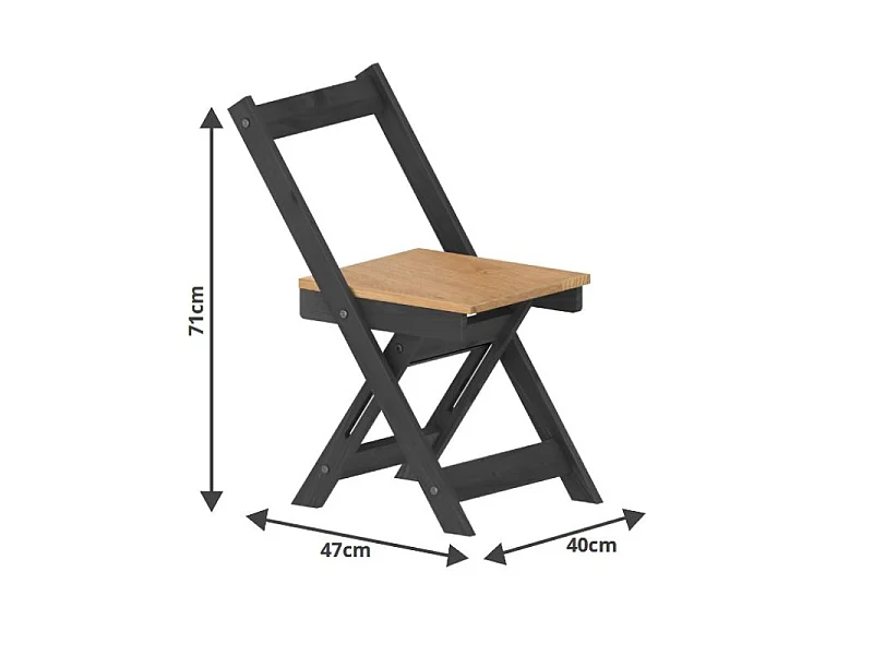 Mercers Furniture Corona Charcoal Butterfly Dining Set Folding Table 4 Chairs Compact Drop Leaf Kitchen Small Solid Wood Mexican Pine Dark Grey
