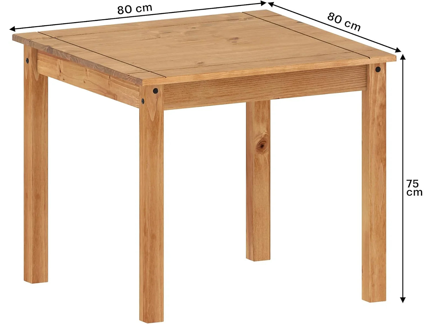 Mercers Furniture Corona Rio Dining Table & 2 Chairs Set Square Small Kitchen Solid Wood Pine Wooden with Mexican Styling