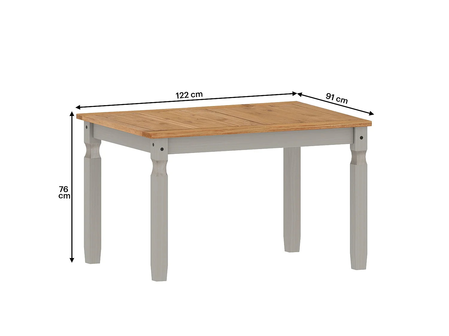Mercers Furniture Corona Grey Wax 4'0 Dining Table & 4 Chairs Set Solid Wood Pine Wooden Kitchen with Mexican Styling