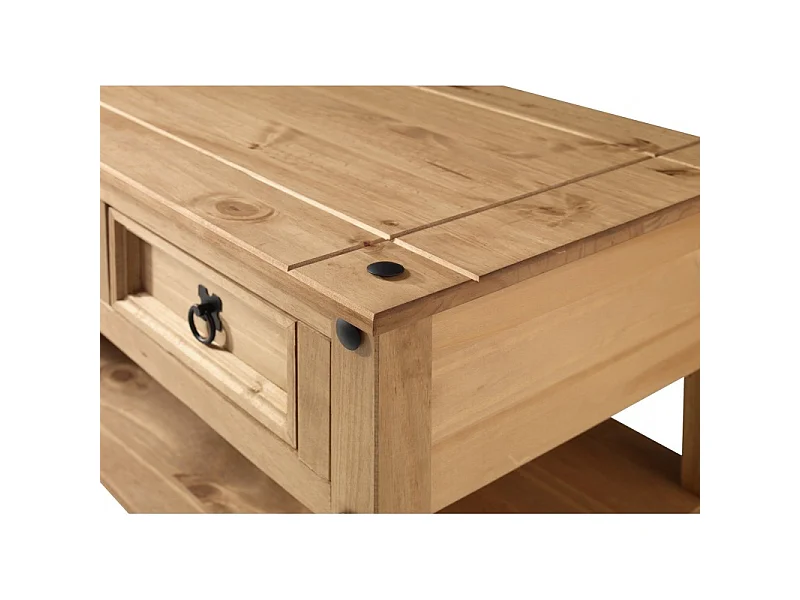 Mercers Furniture Corona 2 Drawer 1 Shelf Coffee Table Solid Wood Pine Wooden with Mexican Styling