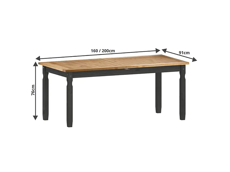 Mercers Furniture Corona Charcoal Large Extending Table & 6 Chairs Set Solid Wood Mexican Pine Wooden Large Long Kitchen Dark Grey