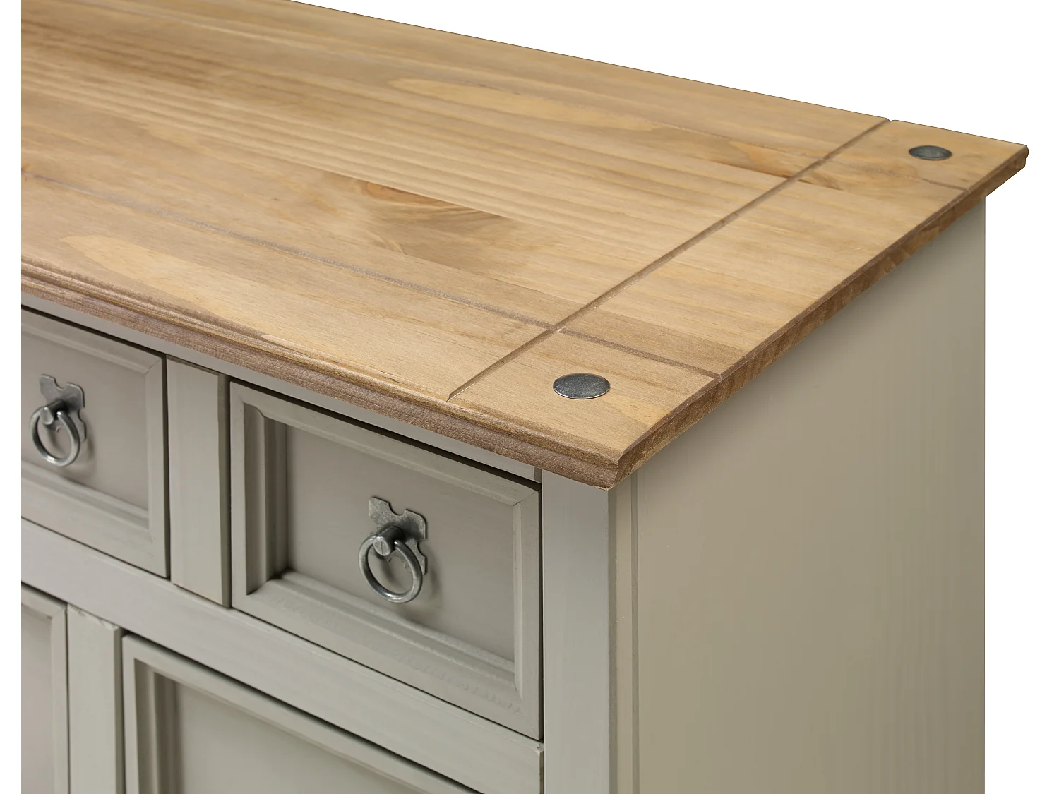 Mercers Furniture Corona 9 Drawer Merchants Chest 4+3+2 Drawers Sideboard Solid Wood Pine Grey Painted Wax Wooden Mexican Styling