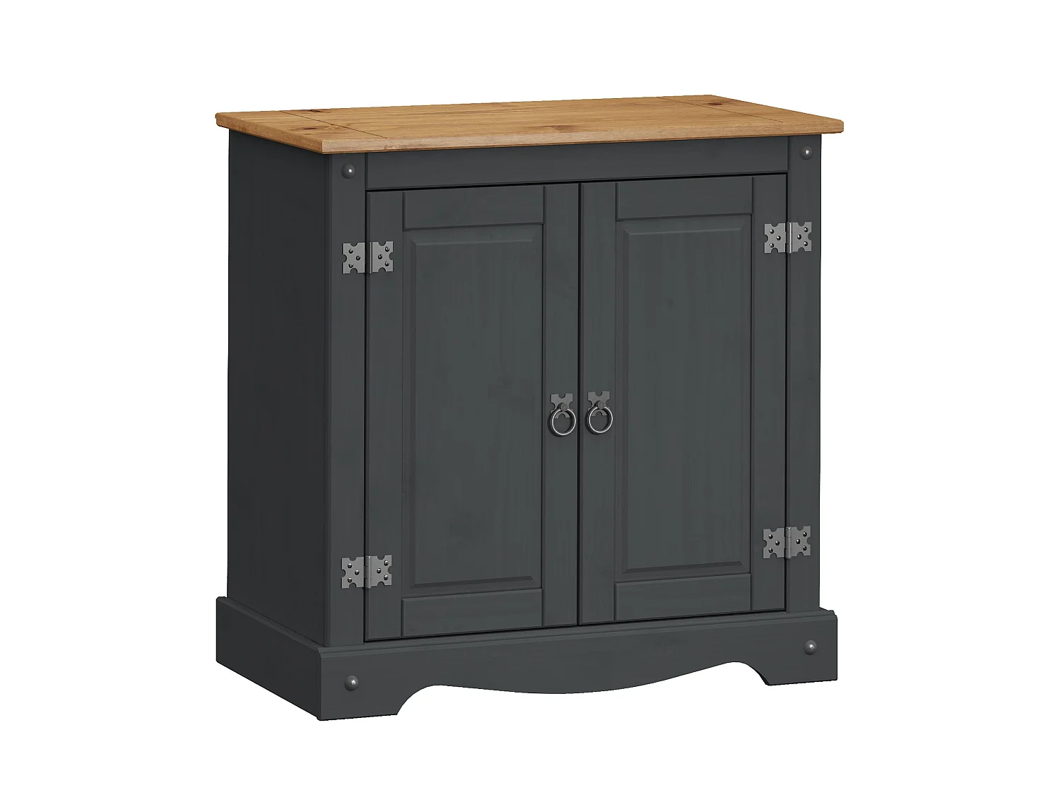 Mercers Furniture Corona Charcoal 2 Door Cupboard Sideboard Cabinet Solid Wood Mexican Pine Wooden Dark Grey