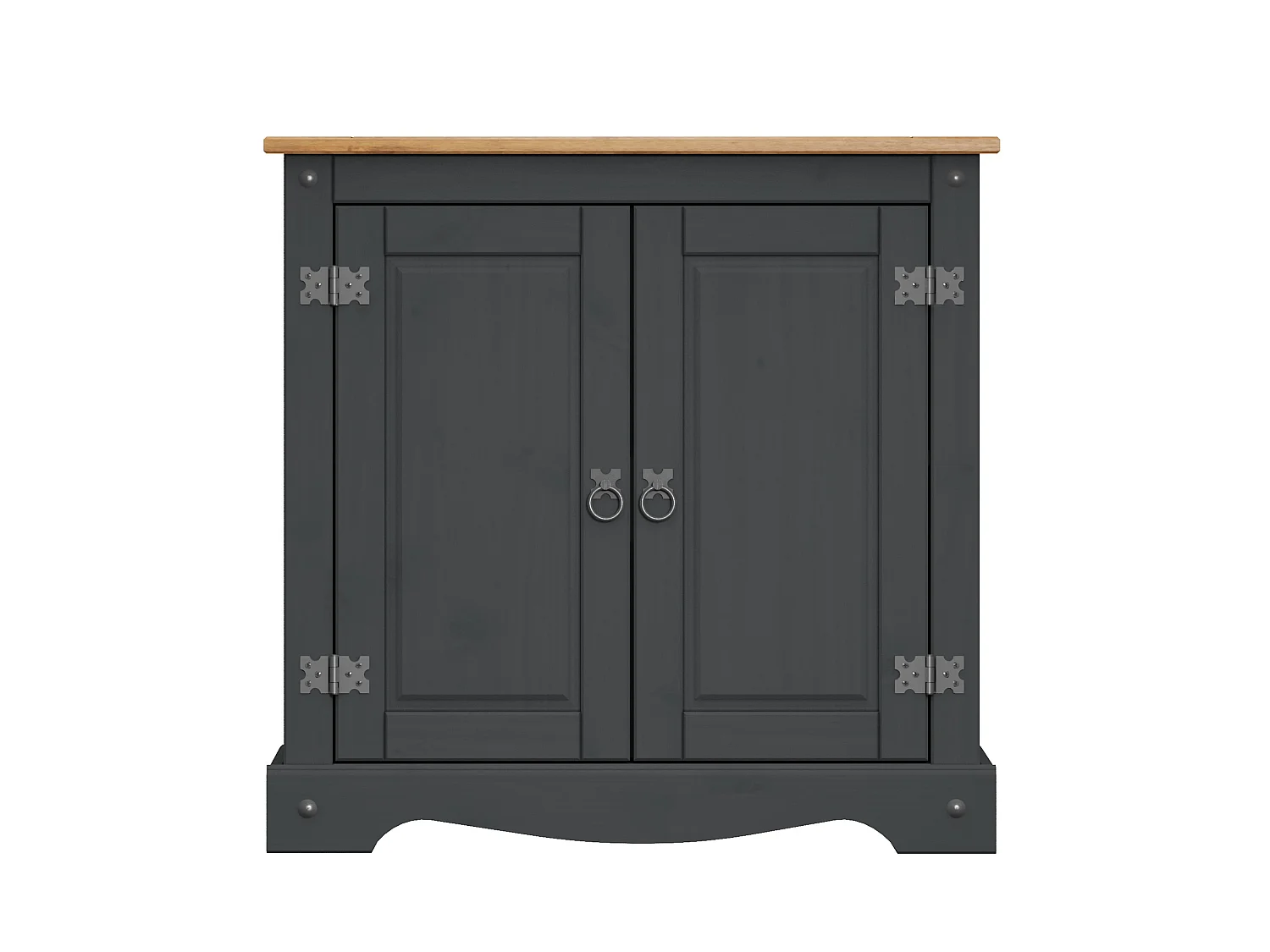 Mercers Furniture Corona Charcoal 2 Door Cupboard Sideboard Cabinet Solid Wood Mexican Pine Wooden Dark Grey