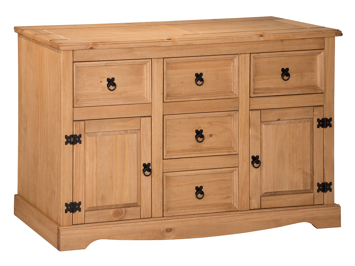 Mercers Furniture Corona Large 2 Door 5 Drawer Sideboard Cabinet Cupboard Dresser Solid Wood Pine Wooden with Mexican Styling