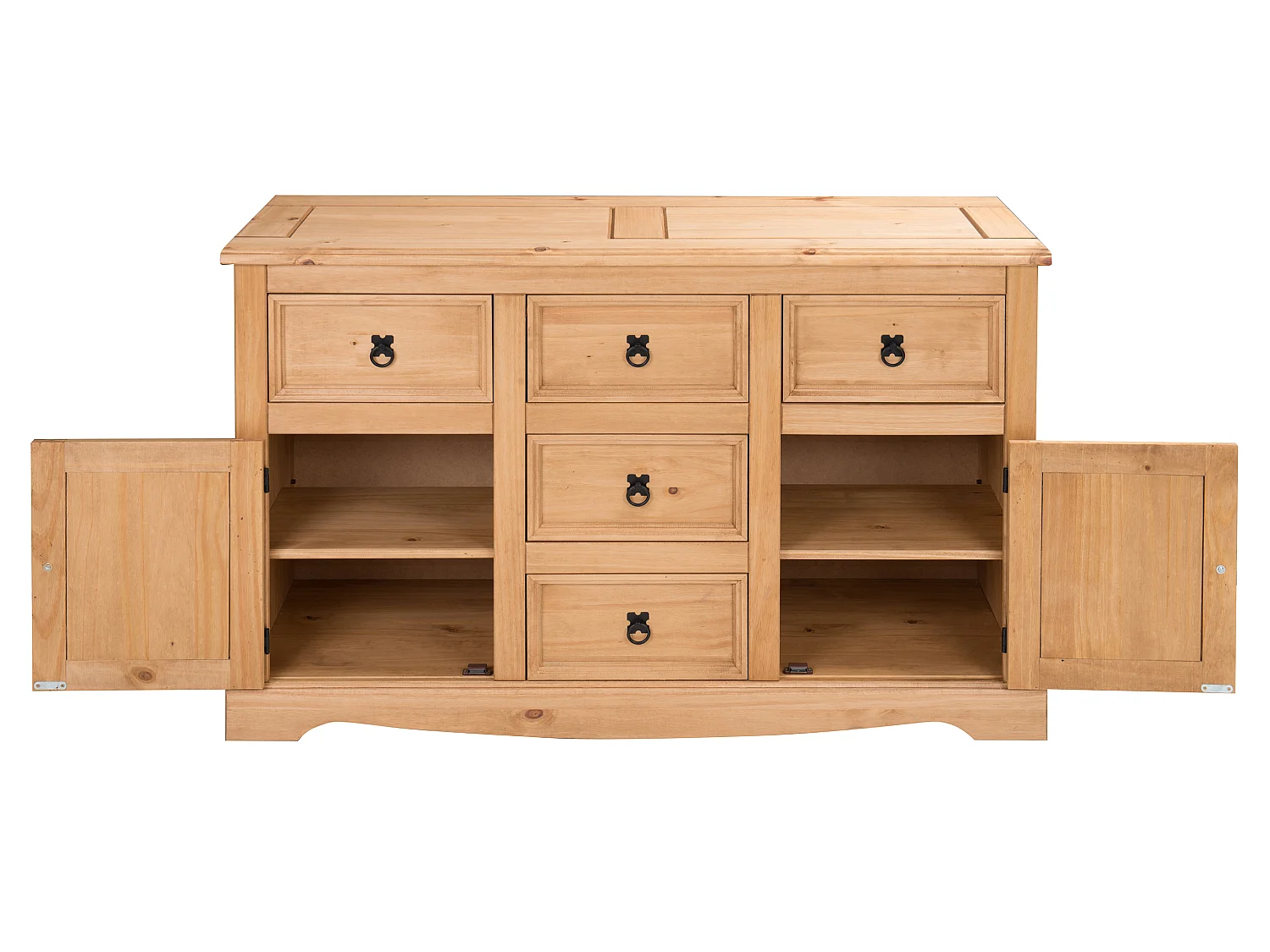 Mercers Furniture Corona Large 2 Door 5 Drawer Sideboard Cabinet Cupboard Dresser Solid Wood Pine Wooden with Mexican Styling