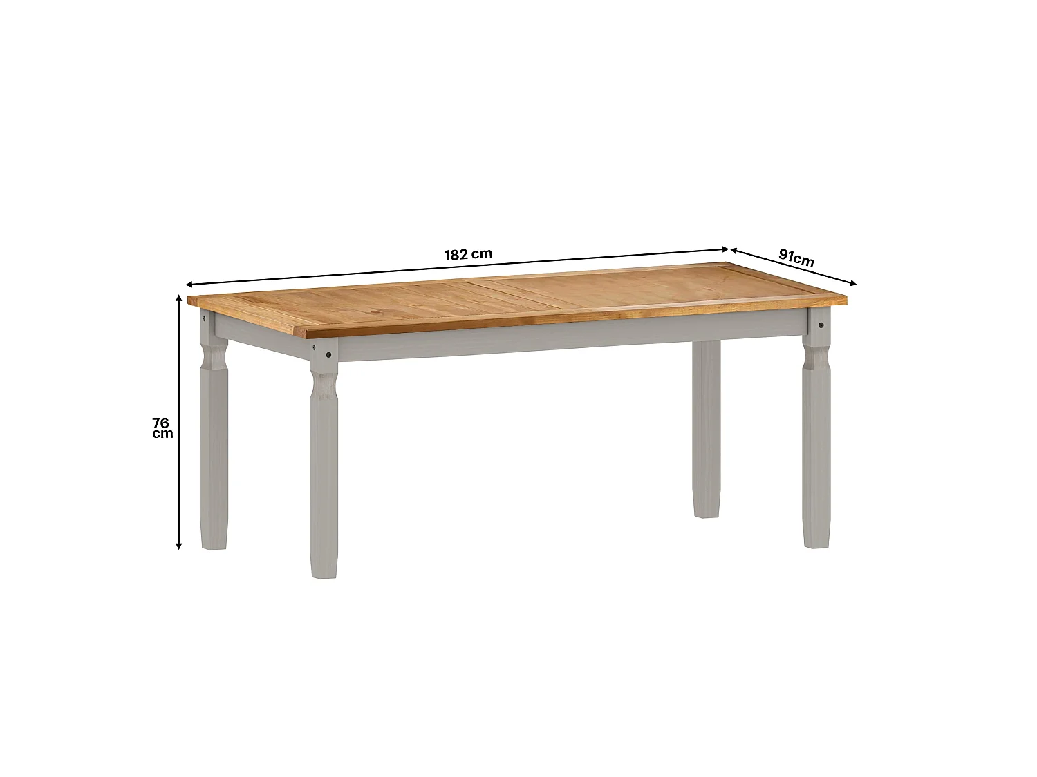 Mercers Furniture Corona Grey Wax 6'0 Dining Table & 6 Chairs Set Solid Wood Pine Wooden Long Large with Mexican Styling