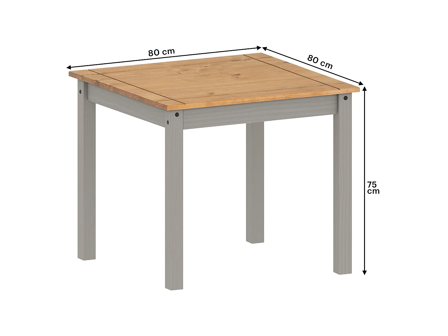 Mercers Furniture Corona Grey Wax Rio Dining Set Table & 2 Chairs Solid Wood Pine Wooden Square Small Kitchen with Mexican Styling