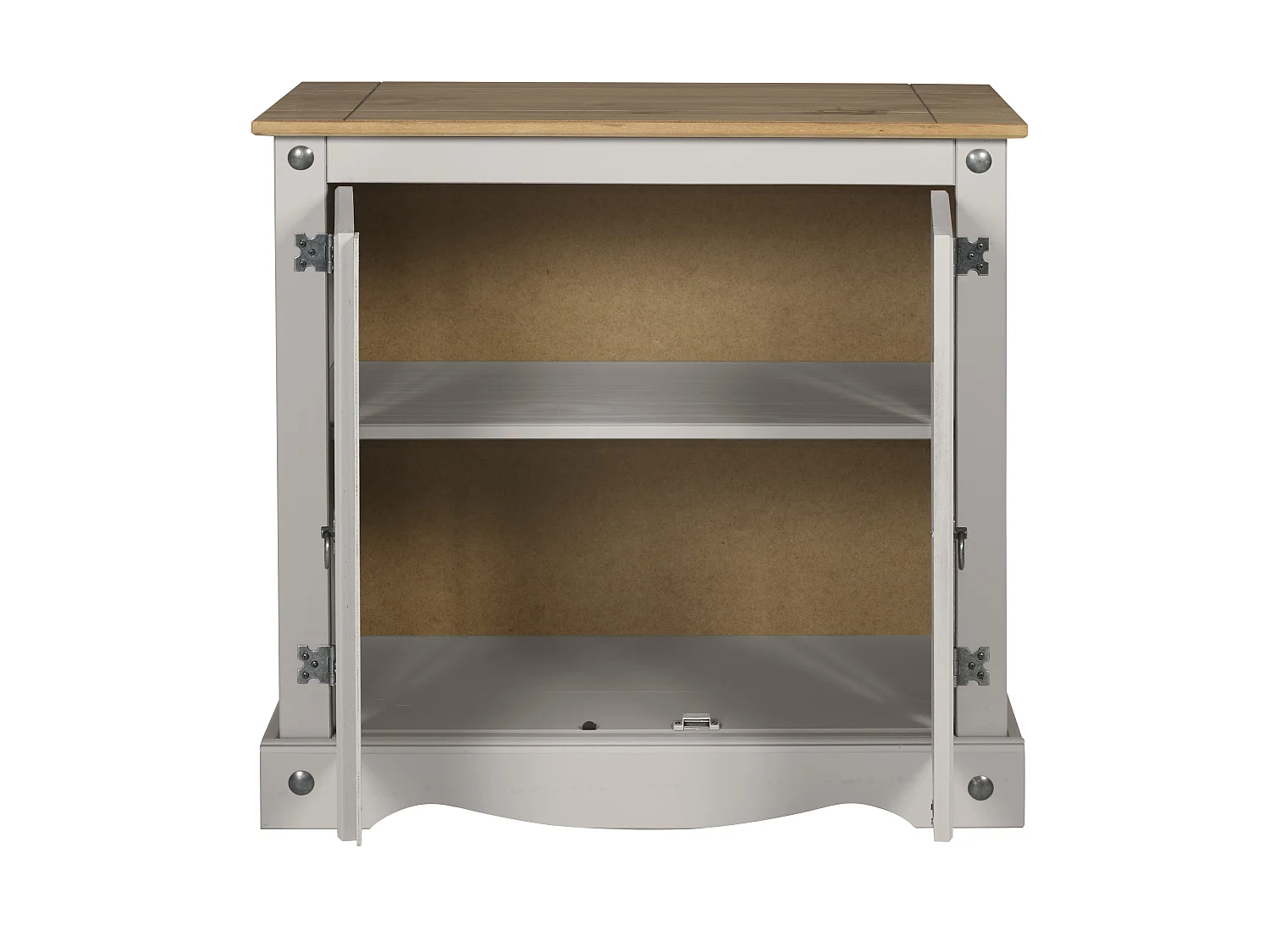 Mercers Furniture Corona Grey Painted Wax 2 Door Cupboard Sideboard Solid Wood Pine Wooden with Mexican Styling