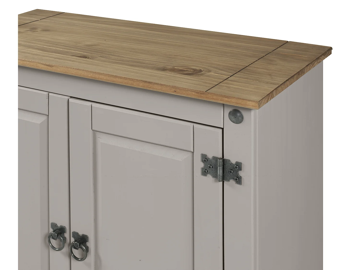 Mercers Furniture Corona Grey Painted Wax 2 Door Cupboard Sideboard Solid Wood Pine Wooden with Mexican Styling