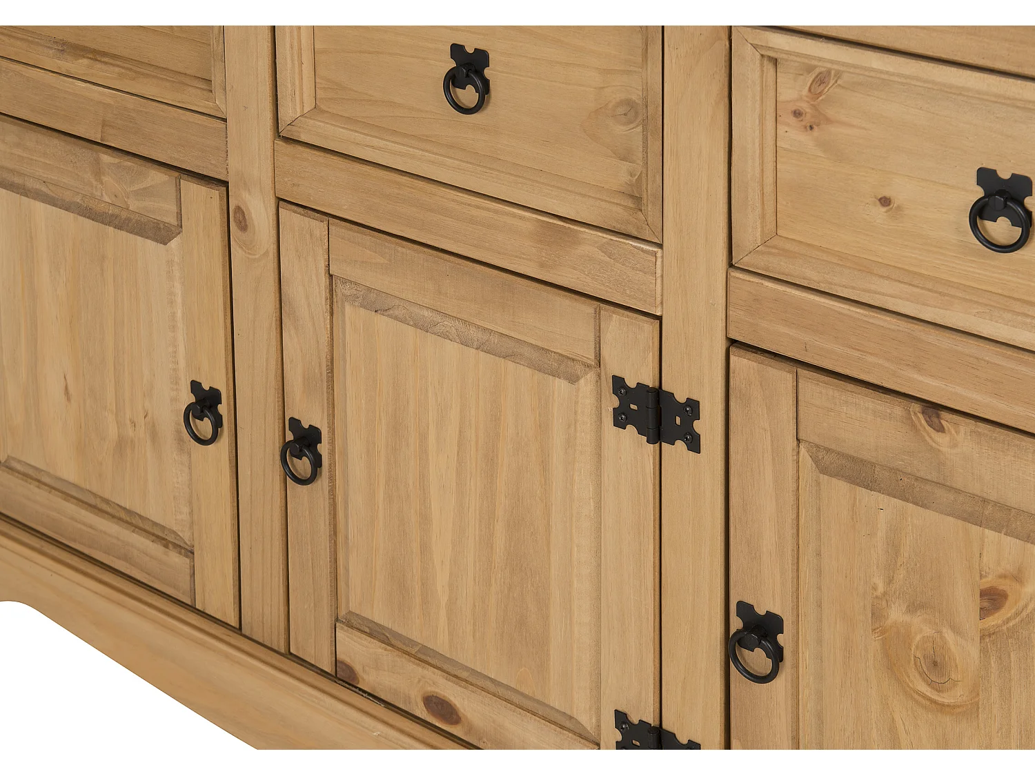 Mercers Furniture Corona 3 Door 3 Drawer Sideboard Cabinet Cupboard Dresser Solid Wood Pine with Mexican Styling Wooden