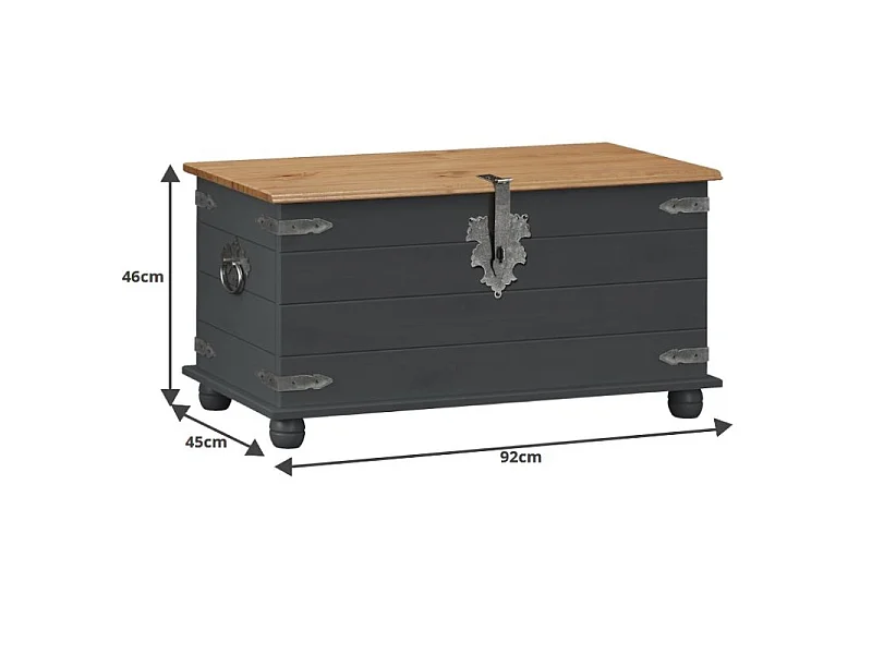 Mercers Furniture Corona Charcoal Blanket Box Storage Chest Ottoman Toy Trunk Solid Wood Mexican Pine Wooden Dark Grey Bedroom