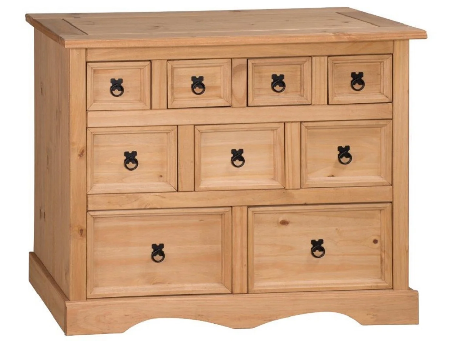 Mercers Furniture Corona 9 Drawer Merchants Chest Sideboard 4+3+2 Drawers Solid Wood Pine Wooden with Mexican Styling