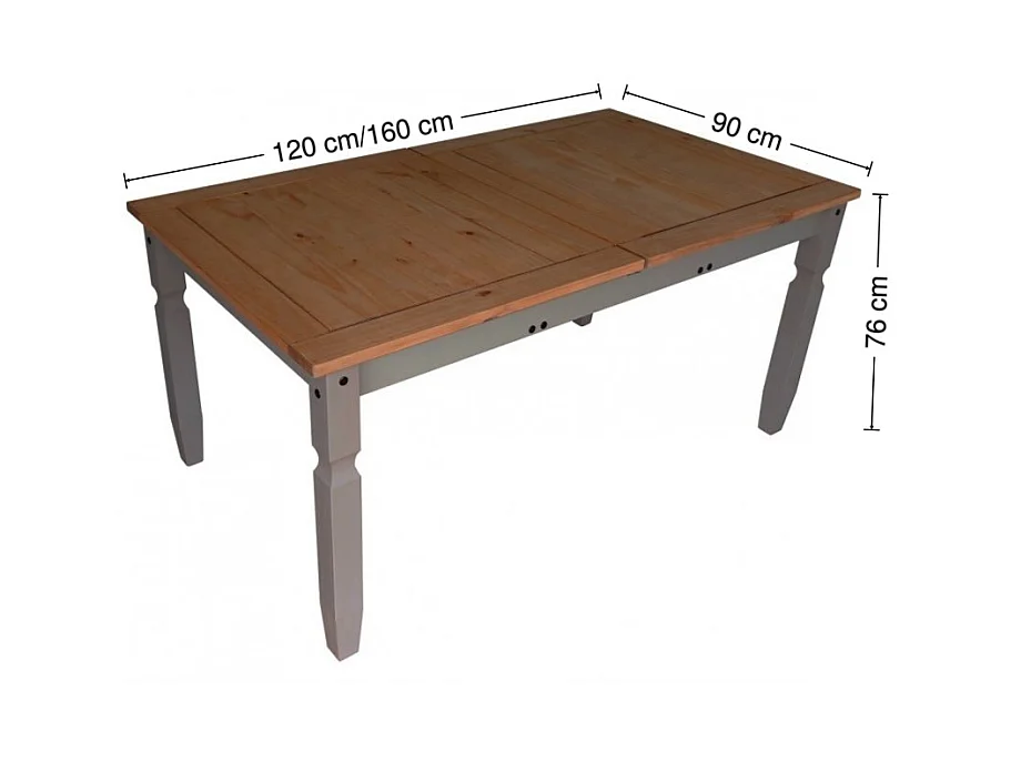 Mercers Furniture Corona Grey Wax Small Extending Dining Table & 4 Chairs Set Solid Wood Pine Wooden Kitchen with Mexican Styling