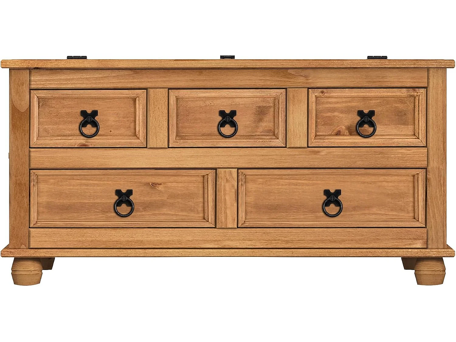 Mercers Furniture Corona 5 Drawer Storage Chest Blanket Box Ottoman Trunk Coffee Table Solid Wood Mexican Pine Wooden Antique Wax