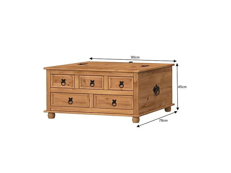 Mercers Furniture Corona 5 Drawer Storage Chest Blanket Box Ottoman Trunk Coffee Table Solid Wood Mexican Pine Wooden Antique Wax