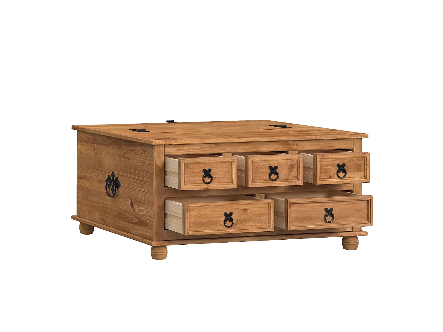 Mercers Furniture Corona 5 Drawer Storage Chest Blanket Box Ottoman Trunk Coffee Table Solid Wood Mexican Pine Wooden Antique Wax