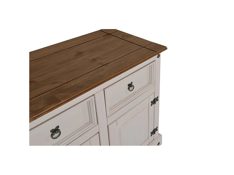 Mercers Furniture Corona White 2 Door 2 Drawer Sideboard Cabinet Solid Wood Pine Wooden with Mexican Styling