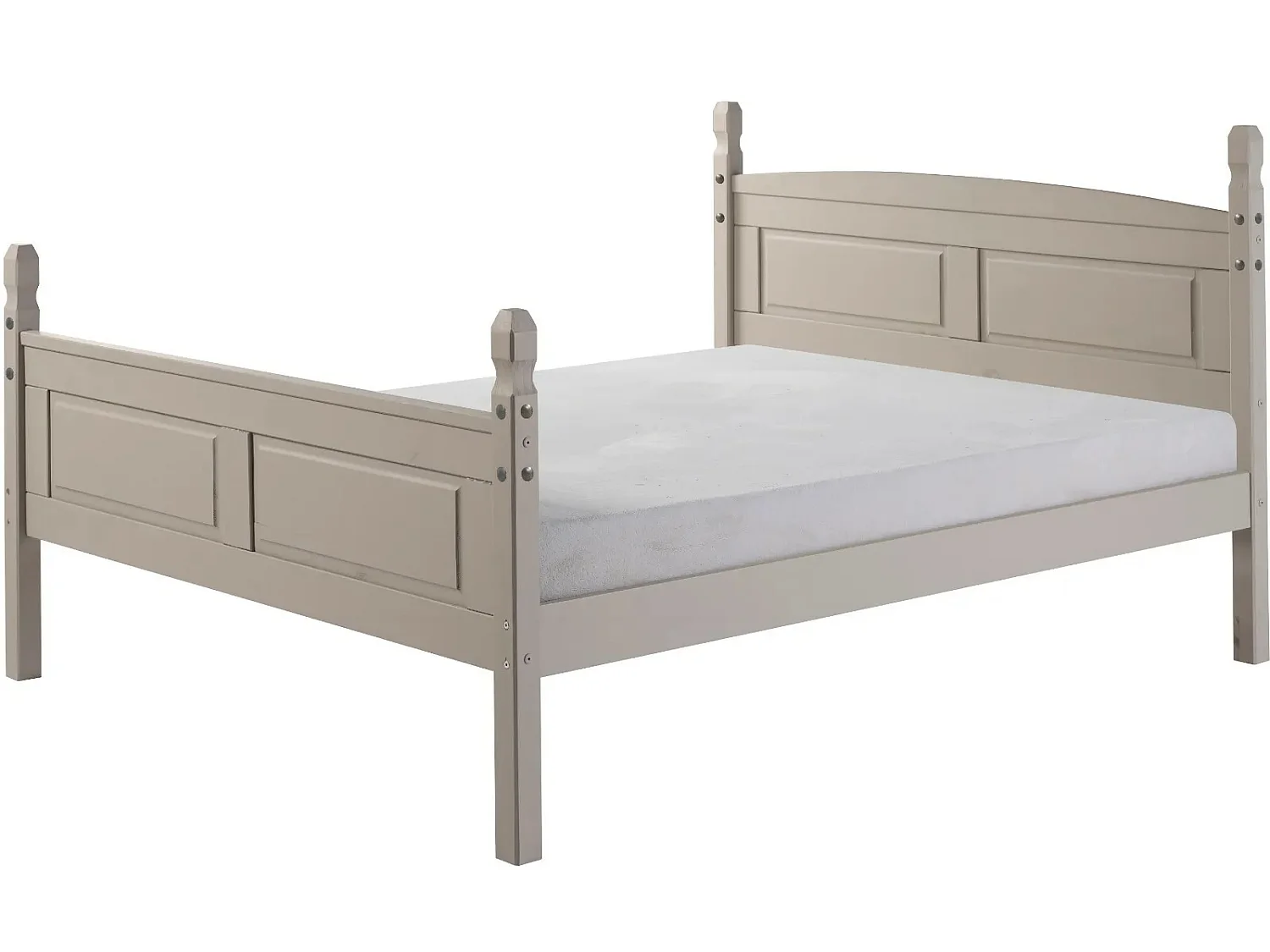 Mercers Furniture Corona Grey Wax 4'6 High End Double Bed Frame Solid Wood Pine Wooden with Mexican Styling