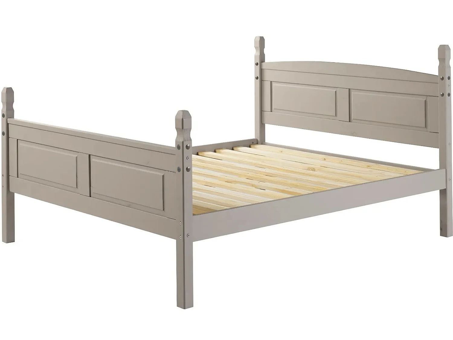 Mercers Furniture Corona Grey Wax 4'6 High End Double Bed Frame Solid Wood Pine Wooden with Mexican Styling