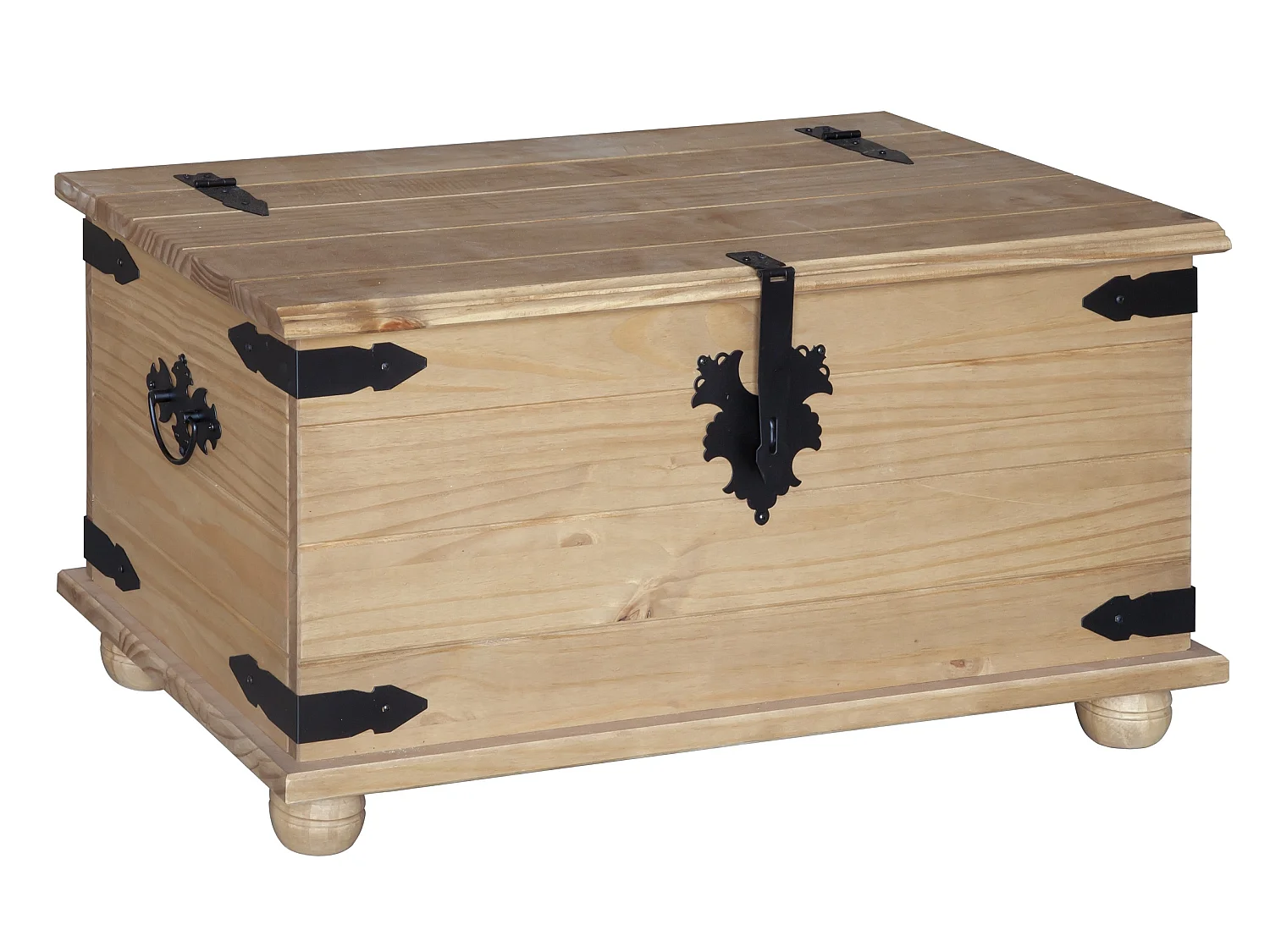 Mercers Furniture Corona Blanket Box Toy Chest Storage Trunk Ottoman Solid Wood Pine with Mexican Styling Wooden