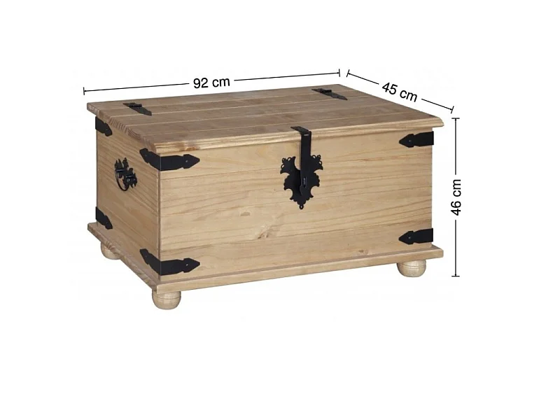Mercers Furniture Corona Blanket Box Toy Chest Storage Trunk Ottoman Solid Wood Pine with Mexican Styling Wooden