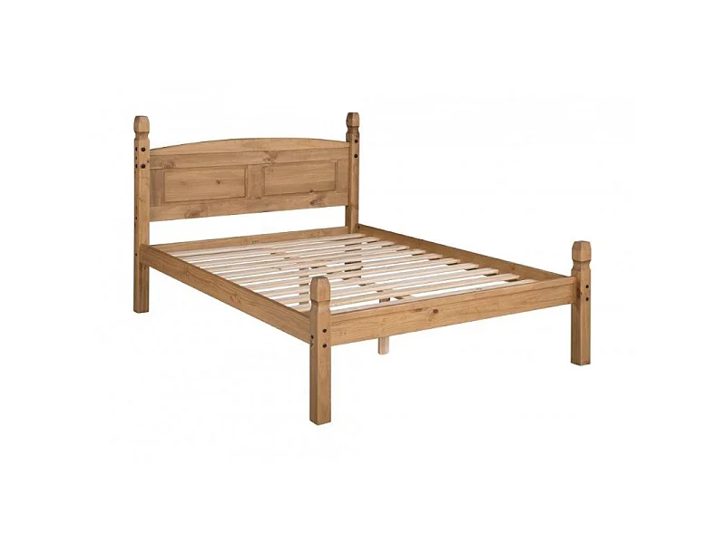 Mercers Furniture Corona 4'6 Double Low Foot End Bed Solid Wood Pine Wooden Bedroom with Mexican Styling