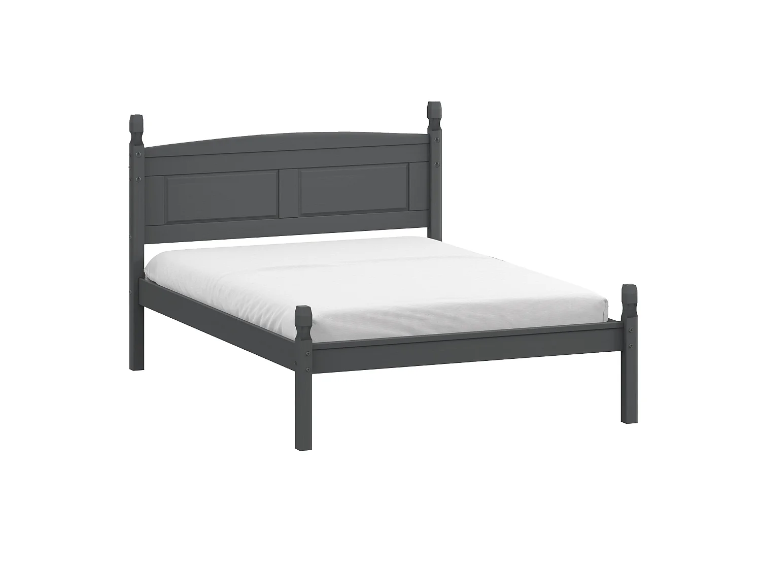 Mercers Furniture Corona Charcoal 4'6" Low End Double Bed Frame Solid Wood Mexican Pine Wooden Bedroom Dark Grey