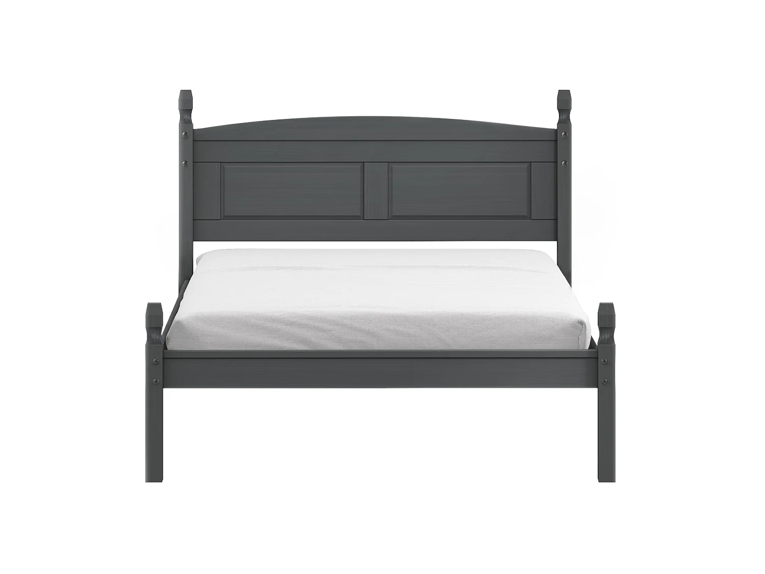 Mercers Furniture Corona Charcoal 4'6" Low End Double Bed Frame Solid Wood Mexican Pine Wooden Bedroom Dark Grey